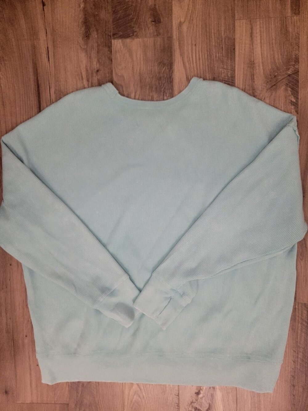 Seven7 Mint Green Distressed Waffle Knit Sweatshirt XXL Thumbholes